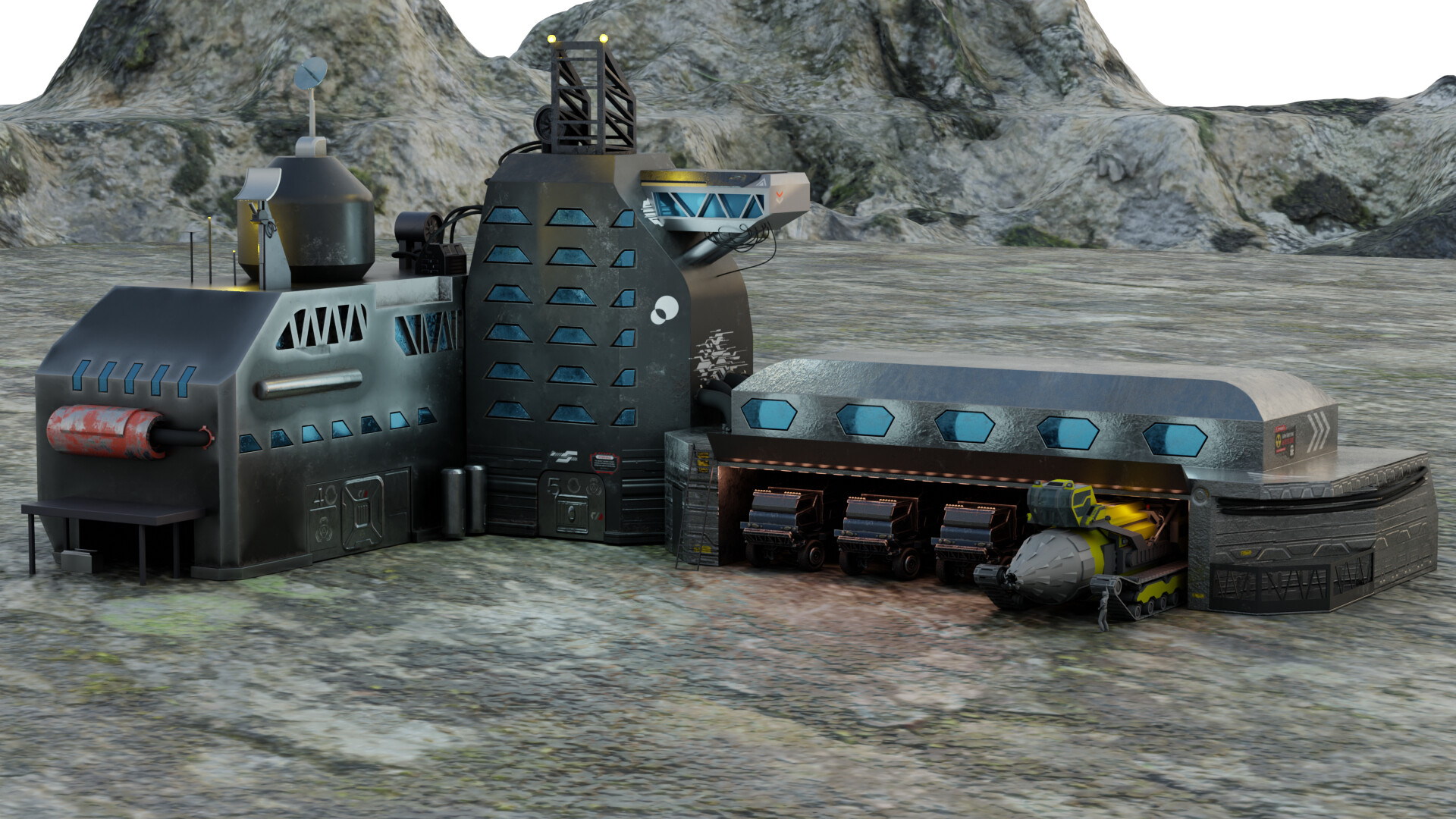 ArtStation - Sci-Fi Mine buildings