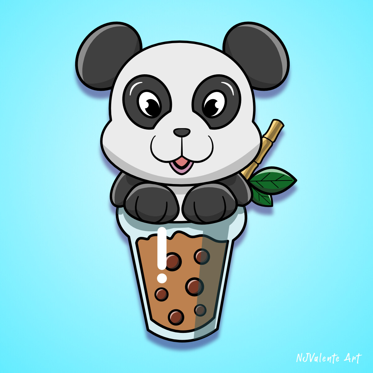 Vector panda in cup for Bob Tea company done in Affinity Designer.