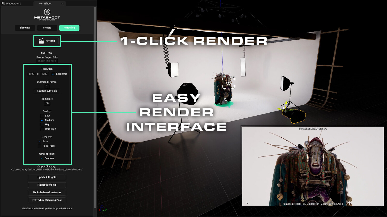 METASHOOT | Render Interface | 3D model by Pablo Munoz Gomez | Photo Studio Digital Twin for Unreal Engine - by VINZI