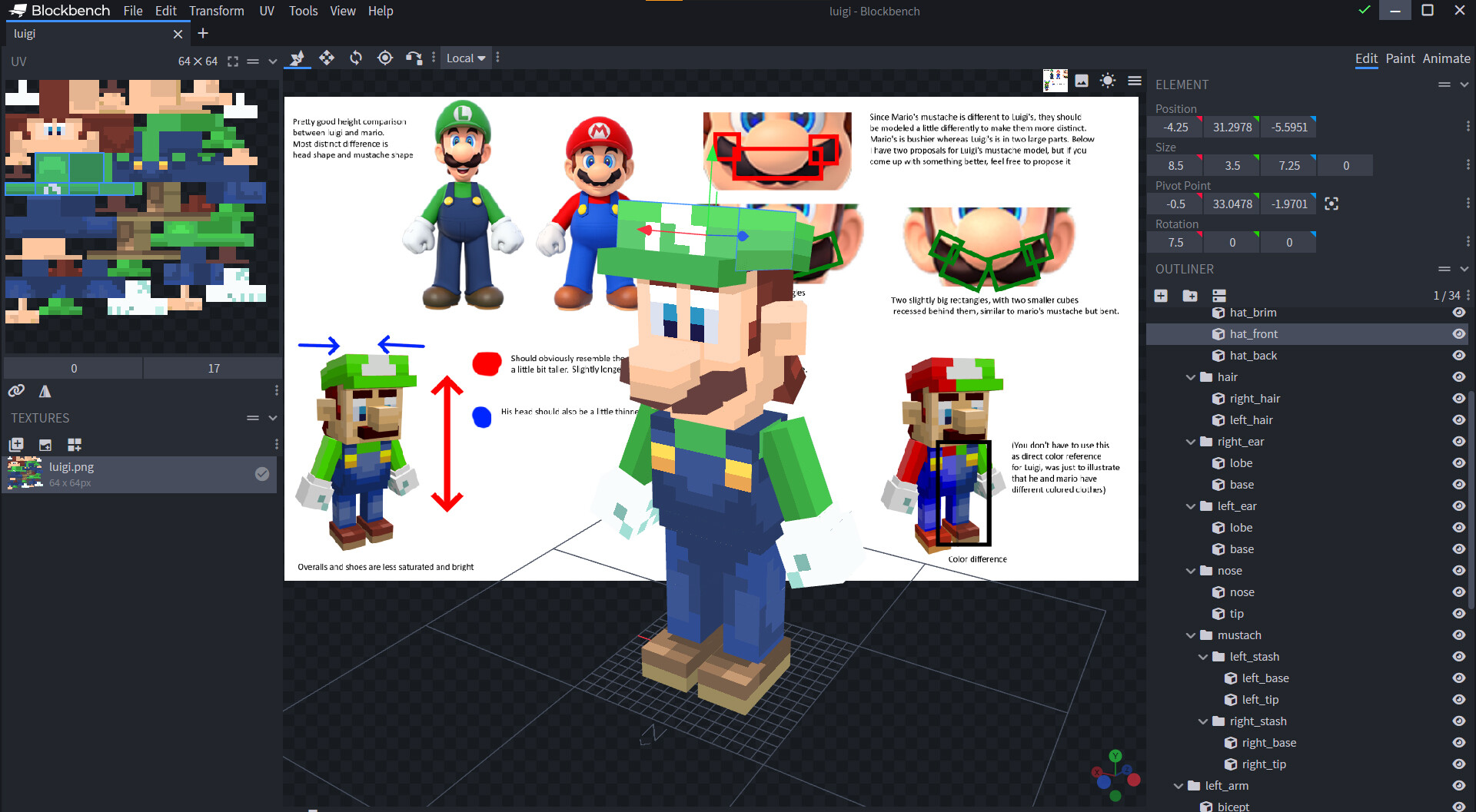 Pixelkunst Minecraft Luigi