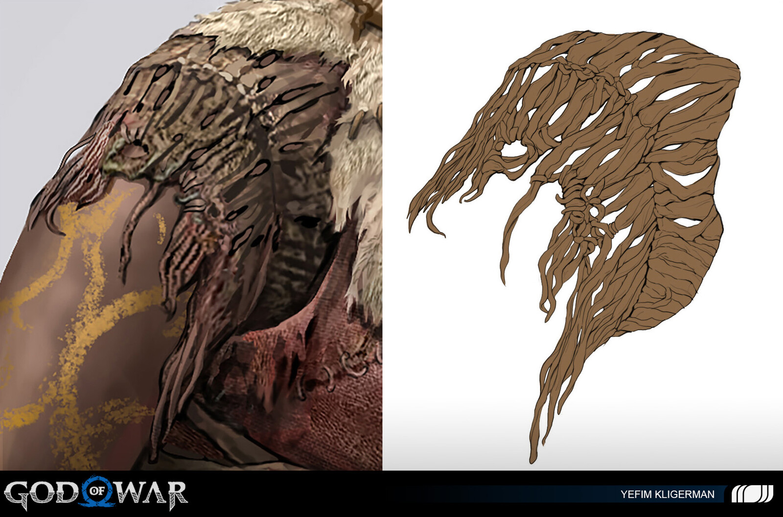 Breakdown drawing of Grylla's shoulder