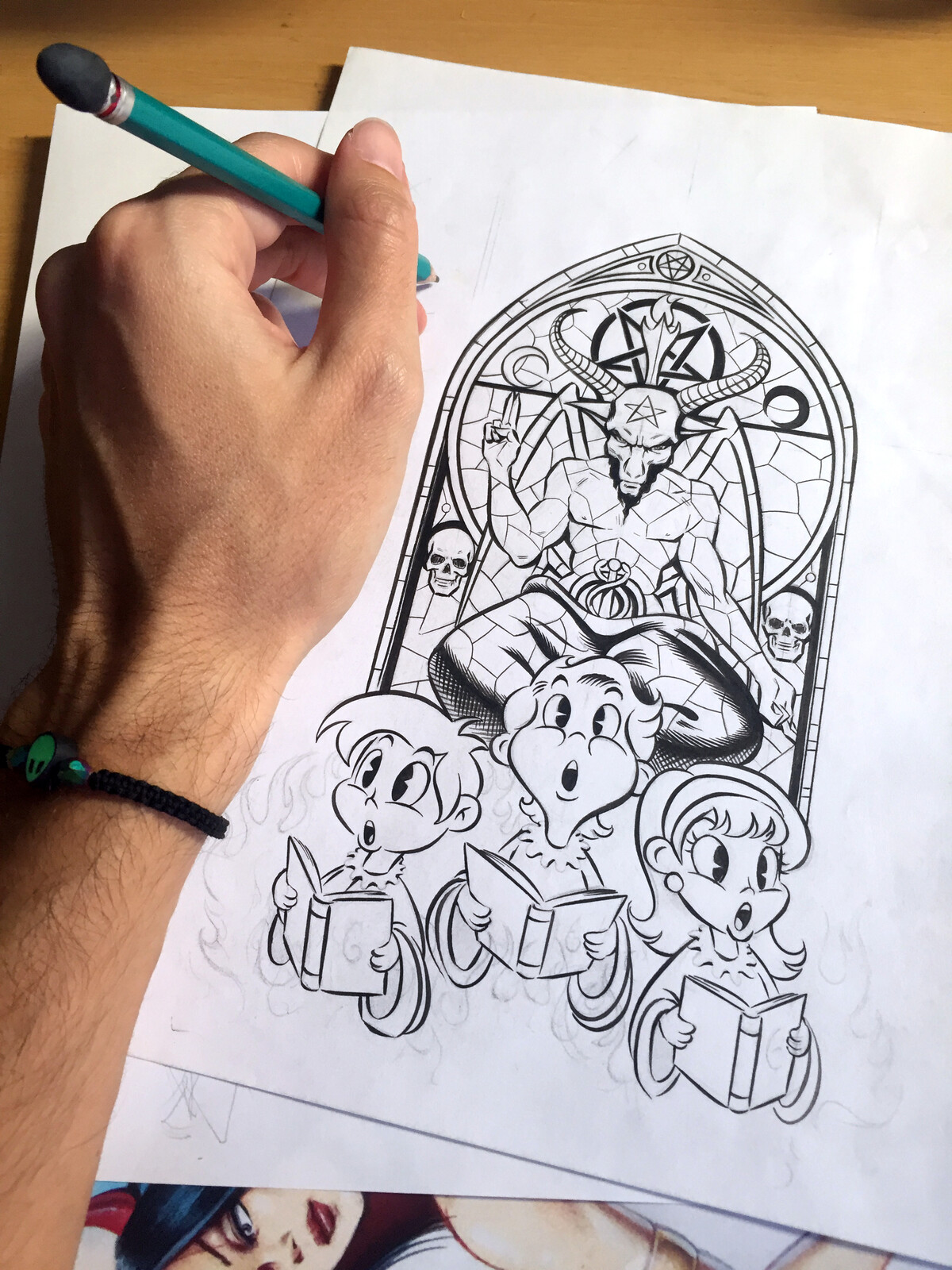 The design with the inking completed.