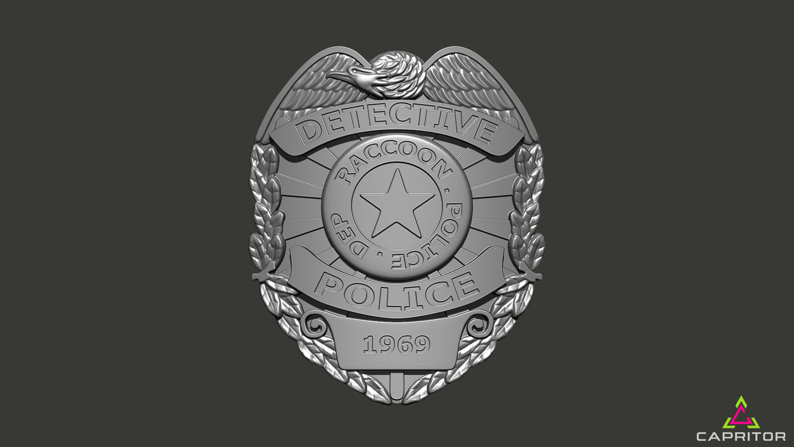 Resident Evil Raccoon City Police Detective Badge Grey Render