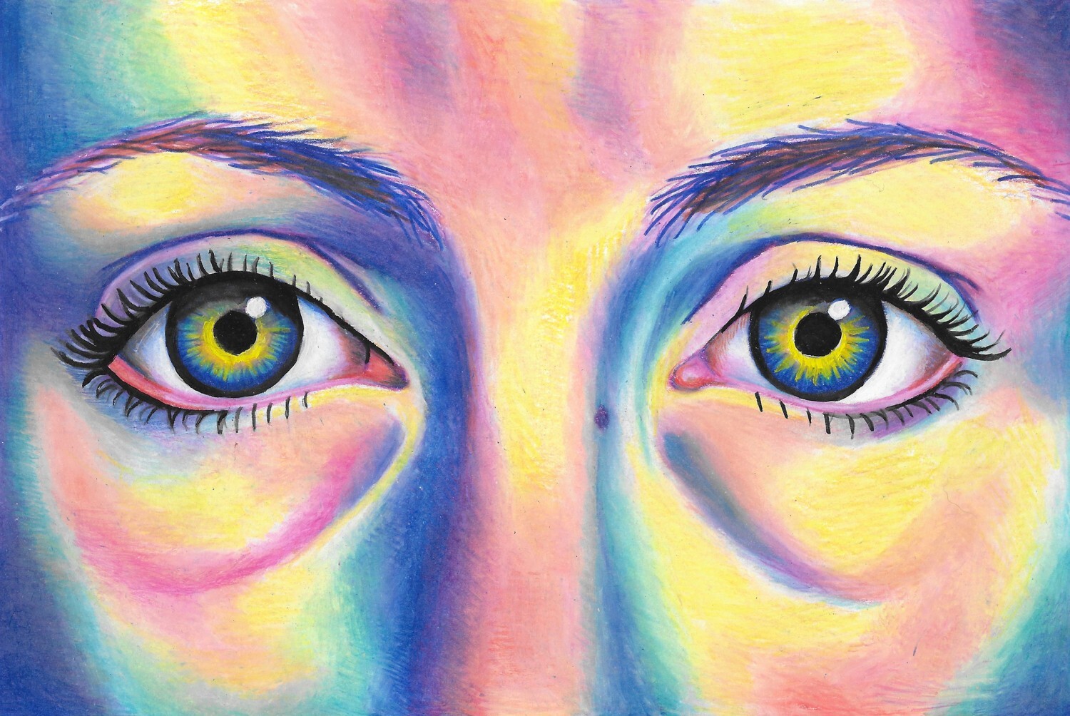 Self-Portrait Close-Up, 2013, colored pencil and gouache.