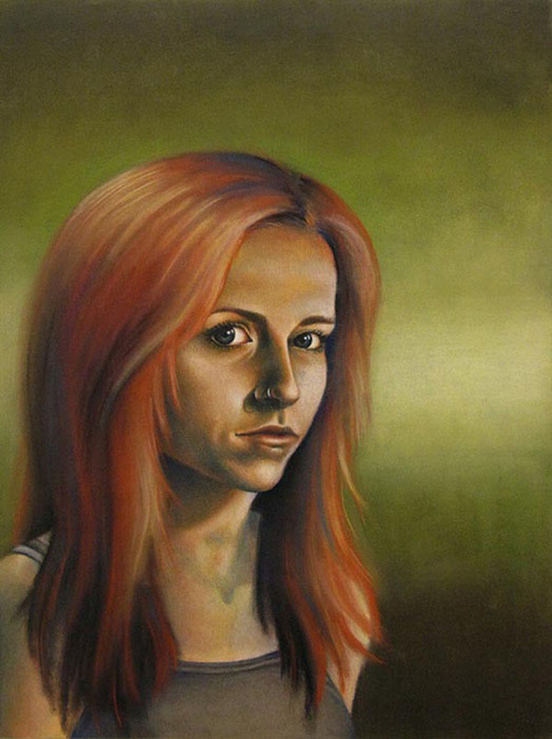 Self-Portrait, 2012, pastel.