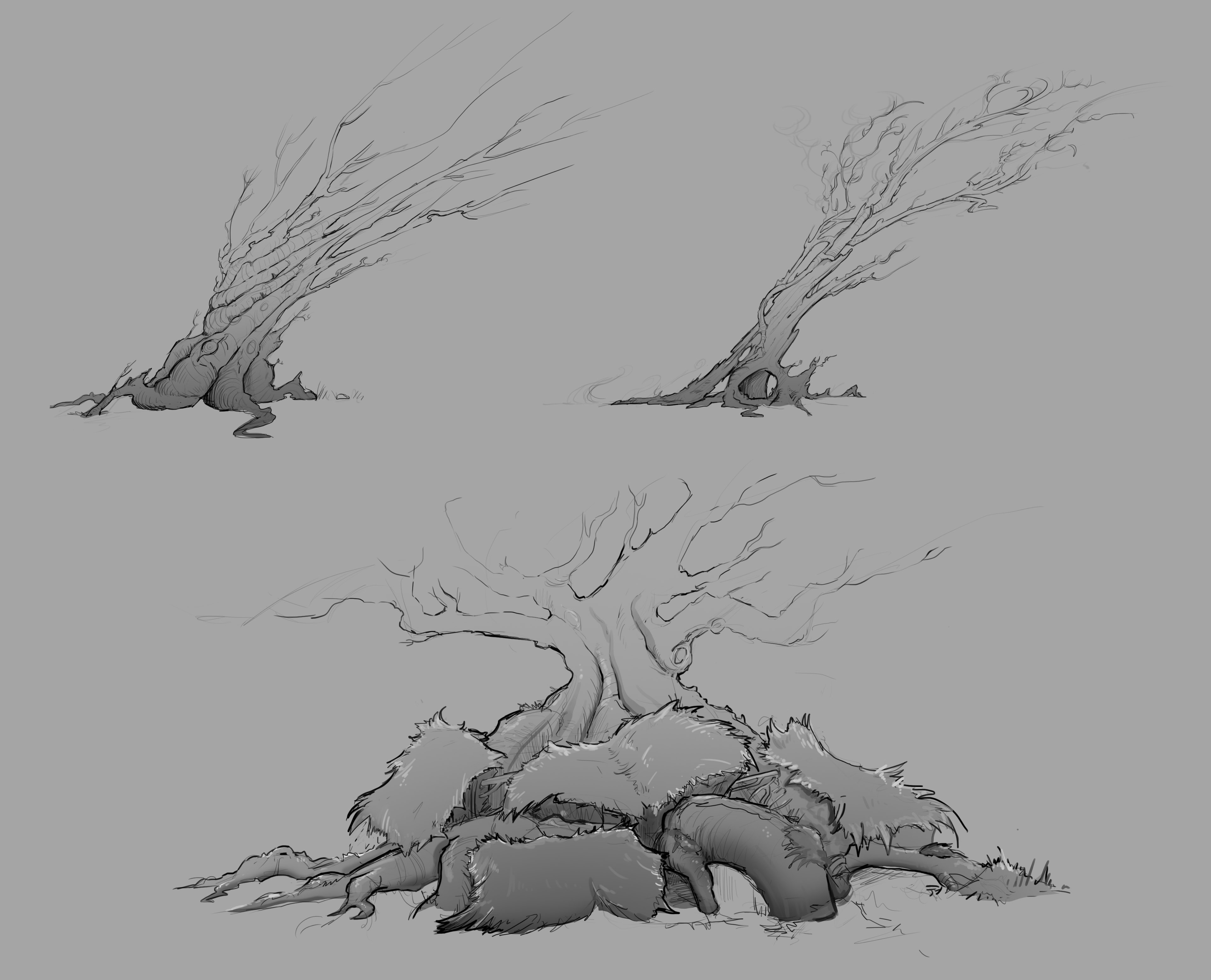 Some initial sketches I did, ended up with going for a different look but it was useful to get the creative ball rolling