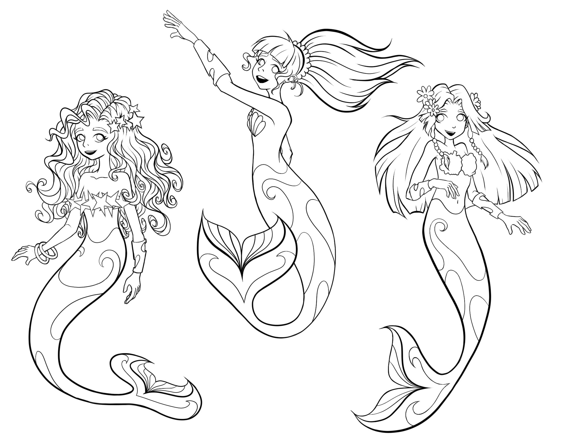 coloring pages of h2o mermaids