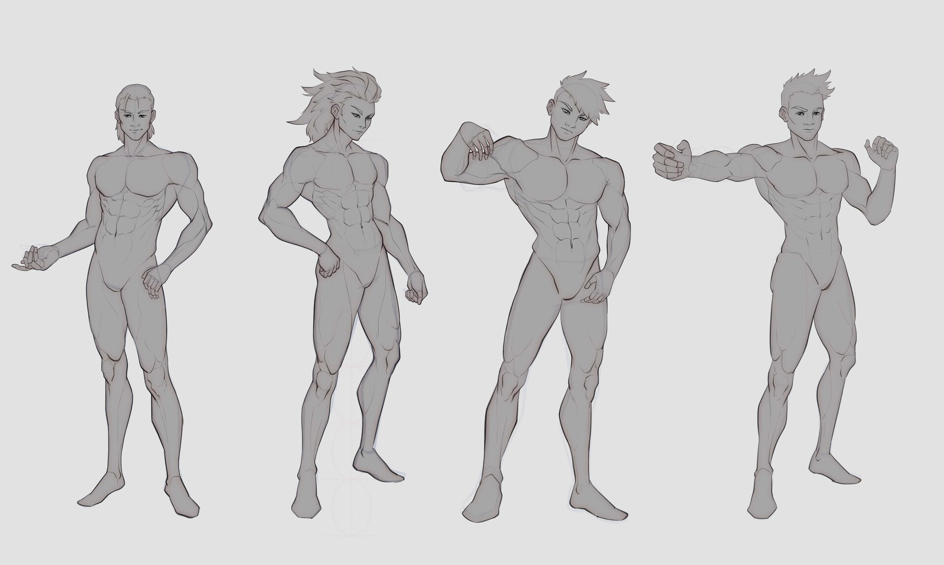 Figures of different physiques 1 | Figure drawing reference, Drawing  reference poses, Anime poses reference