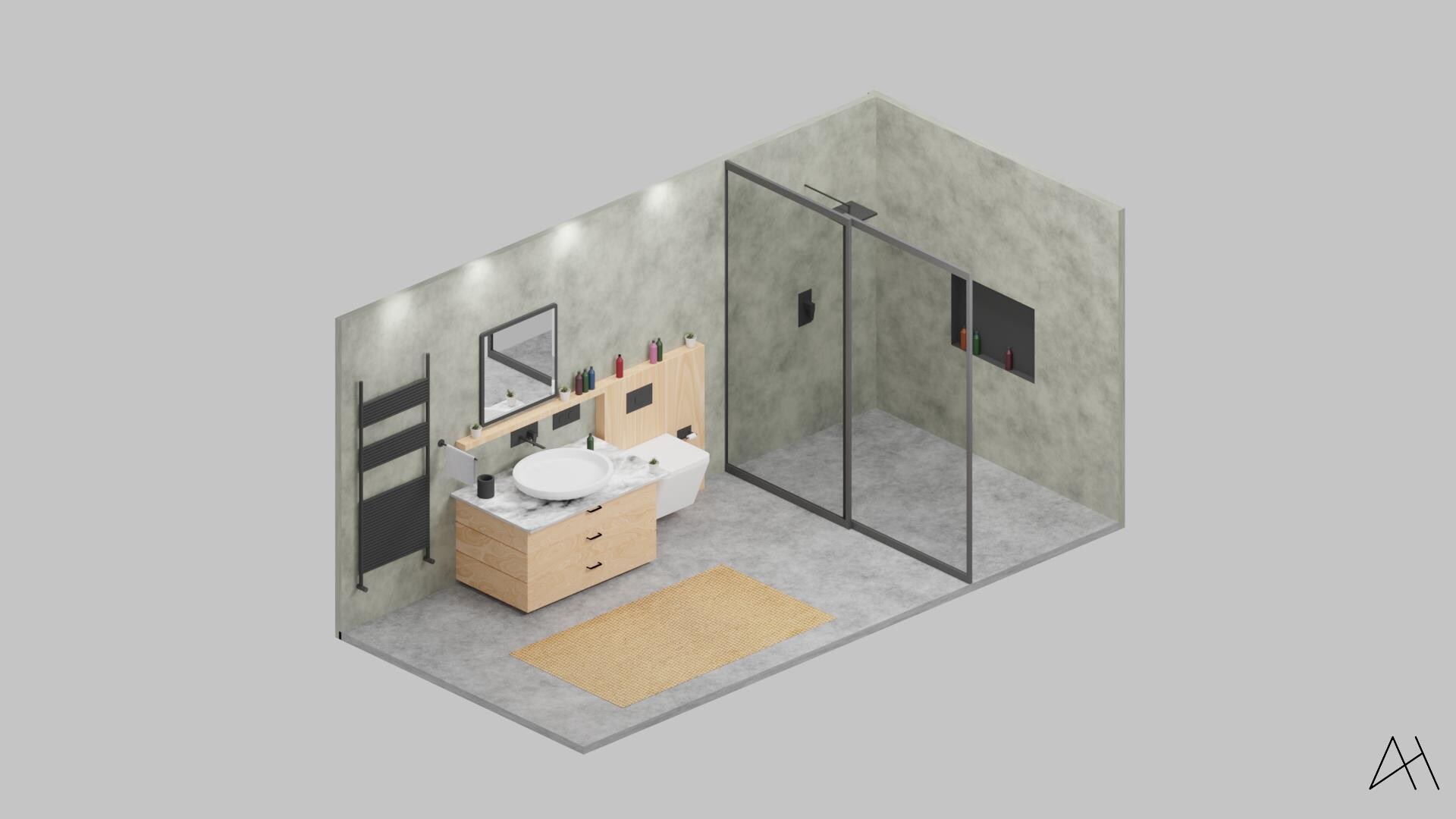ArtStation - Minimal Bathroom Interior 3D Model - 3D Blender 3.4.1