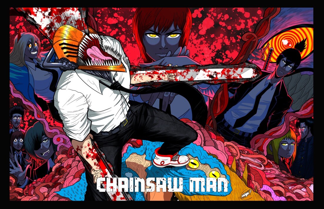Chainsaw Man Himeno Dynamic Anime Scroll Poster Art