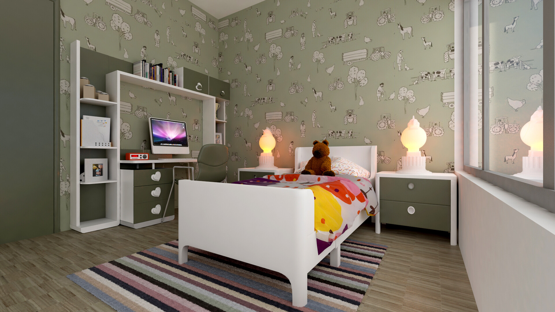 Artstation small kids bedroom 3d rendering