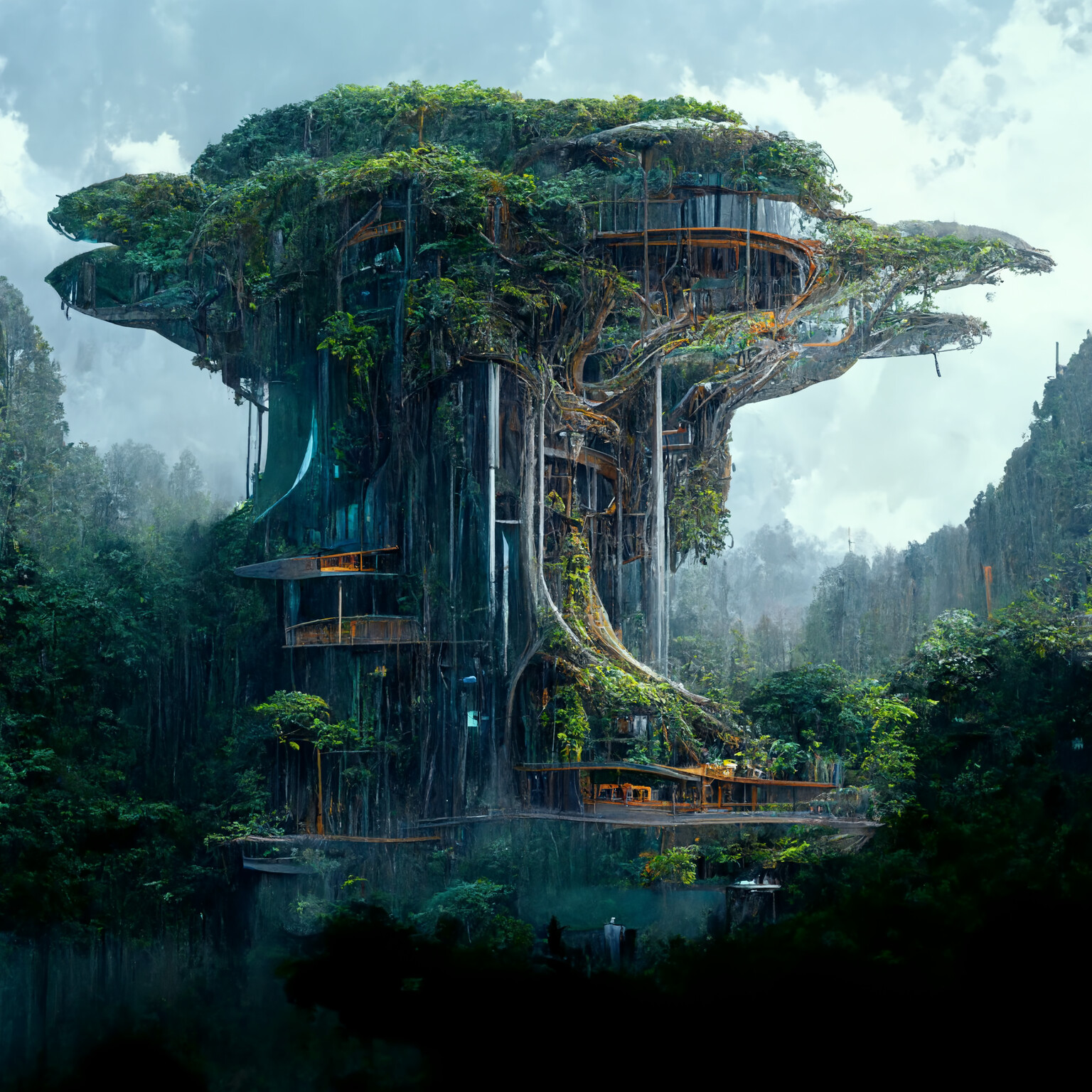 ArtStation A magnificent tree house