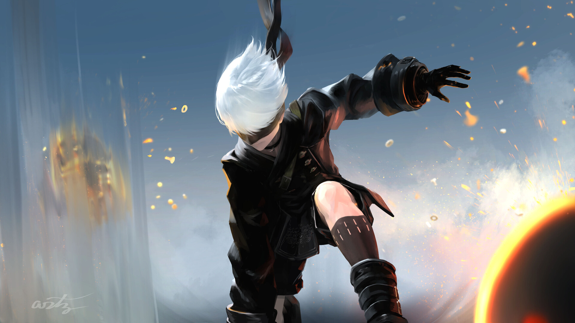 Been a while!! Made an ultrawide wallpaper of 2B in her Alternate Battler  outfit, inspired by the Automata cover art! Enjoy! : r/nier