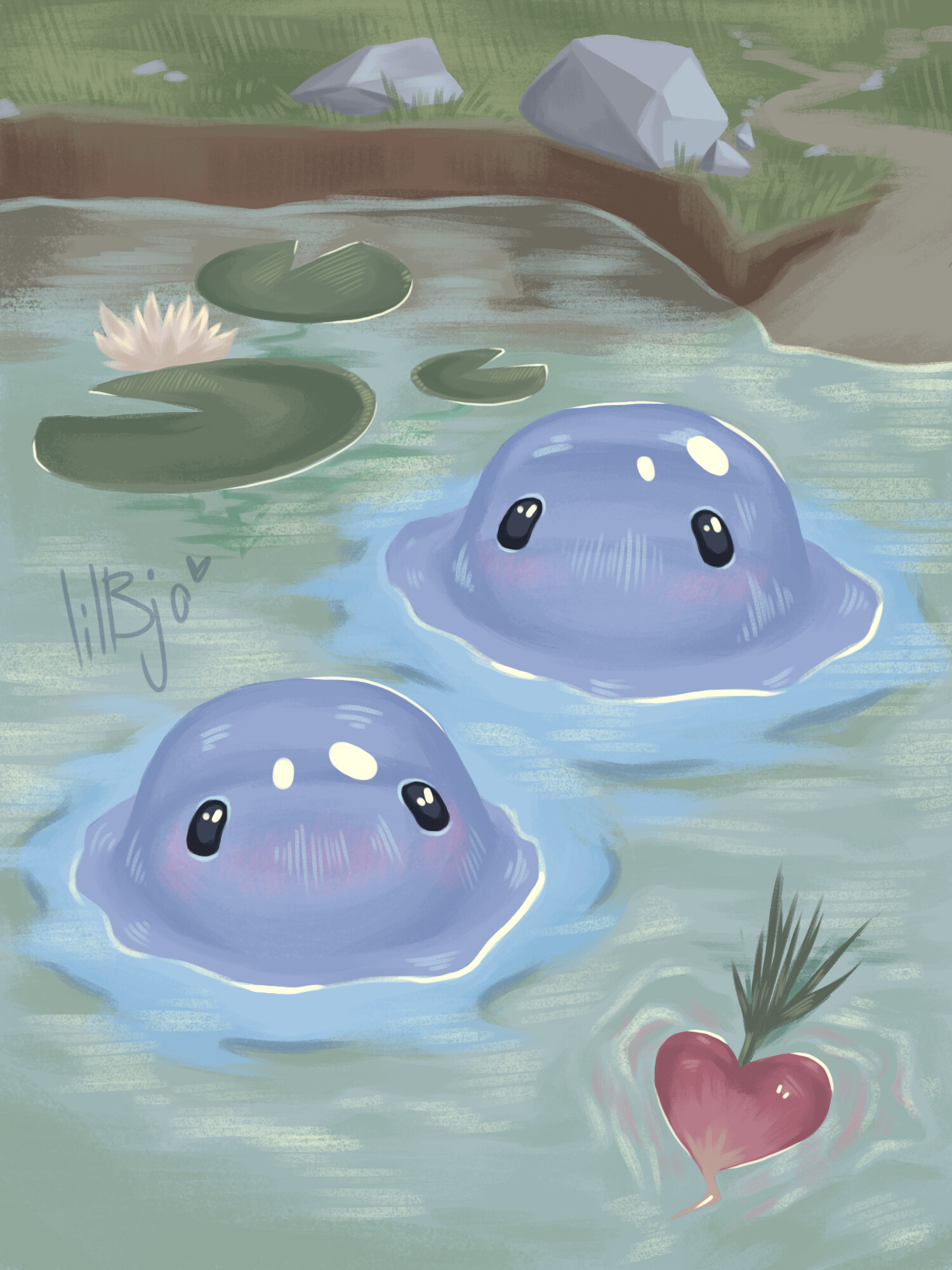 ArtStation Puddle slimes with a heartbeet