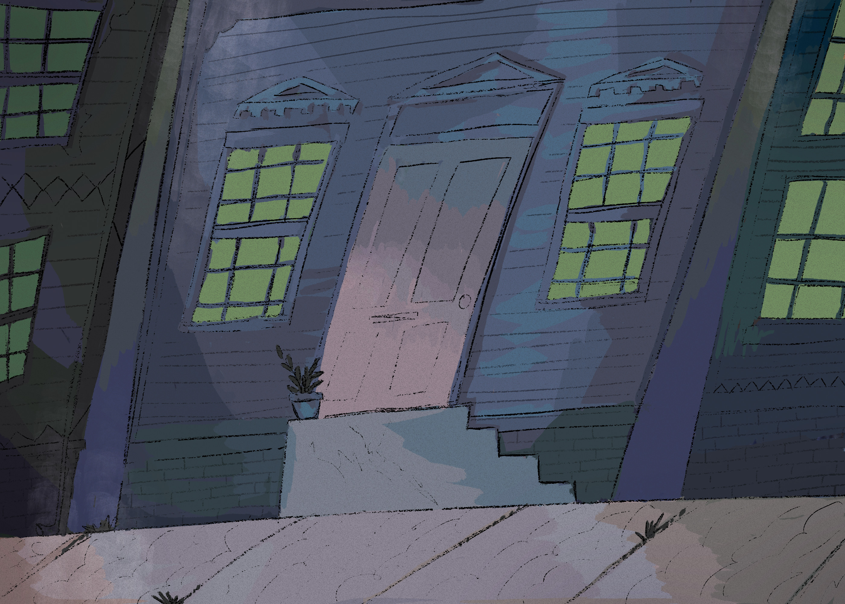 A loose staight-on street view