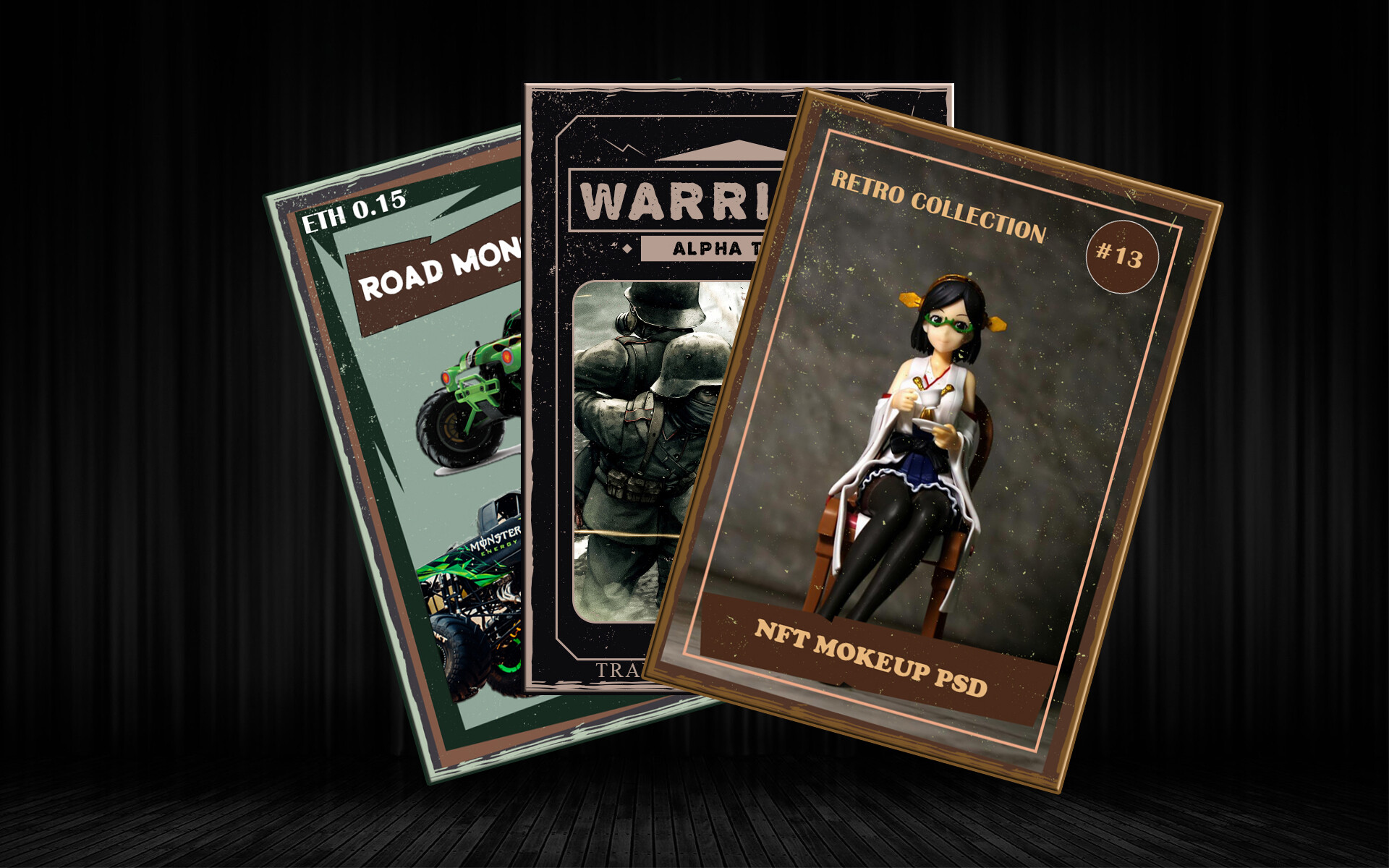 Atomic templates 3 in 1 Trading Card photoshop Templates