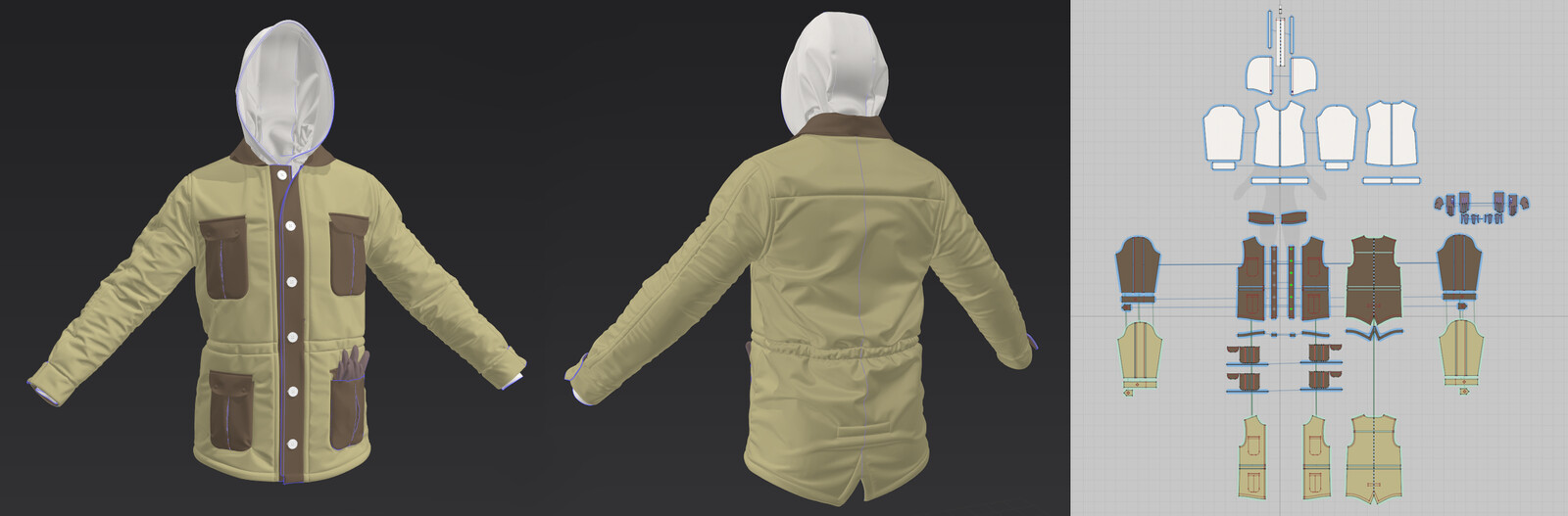 Marvelous Designer garment. The pants are really basic so I'm omitting it. You can see the pattern for the backpack in its own separate post :)