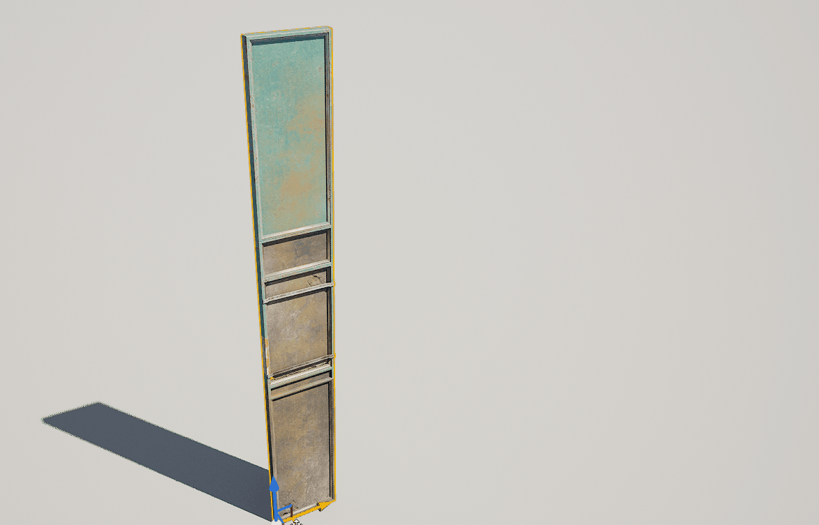 Vertex painted shutter door with tiling dirt mask that is randomised by world space position