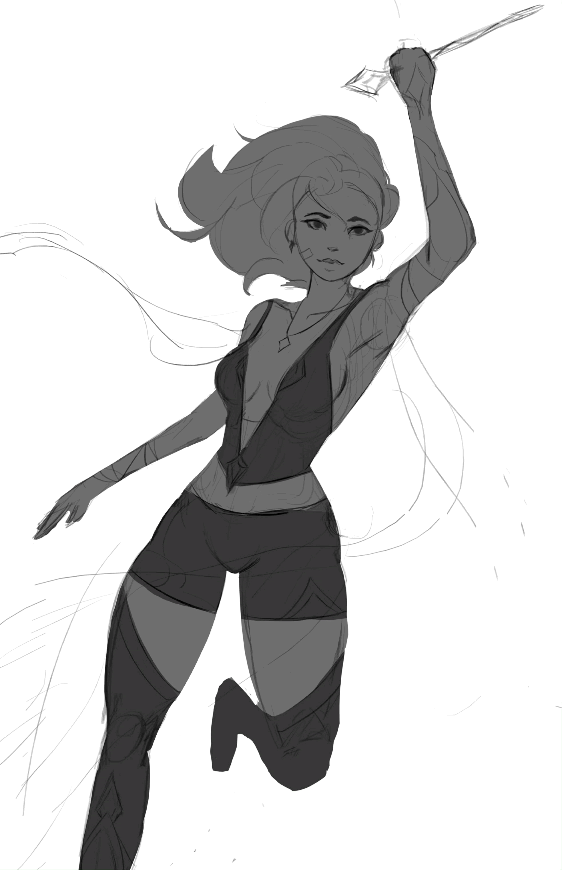 girl running away drawing