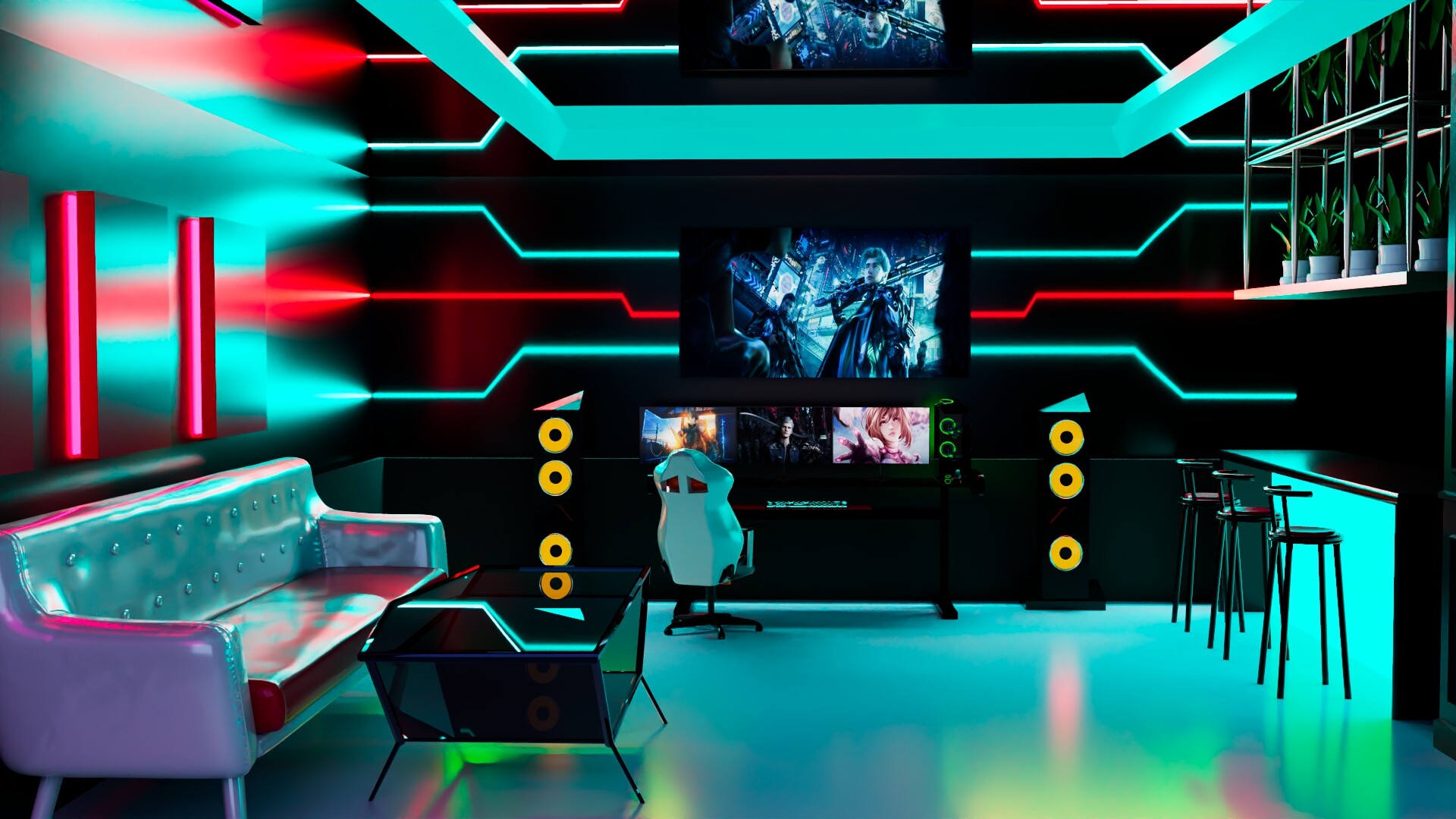 ArtStation - Green Gamer Room