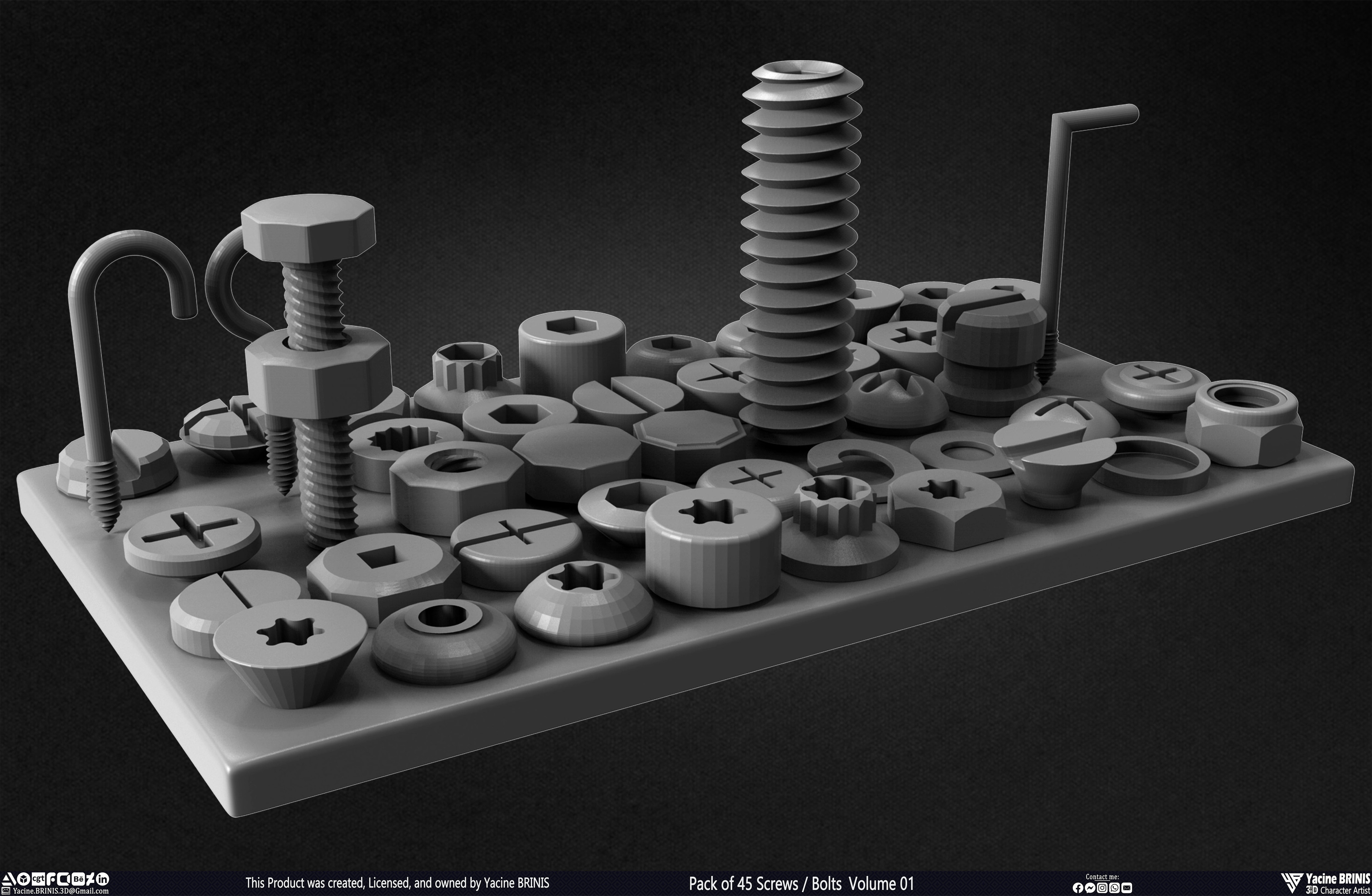 Pack of 45 Screws-Bolts Volume 01 Sculpted By Yacine BRINIS Set 008