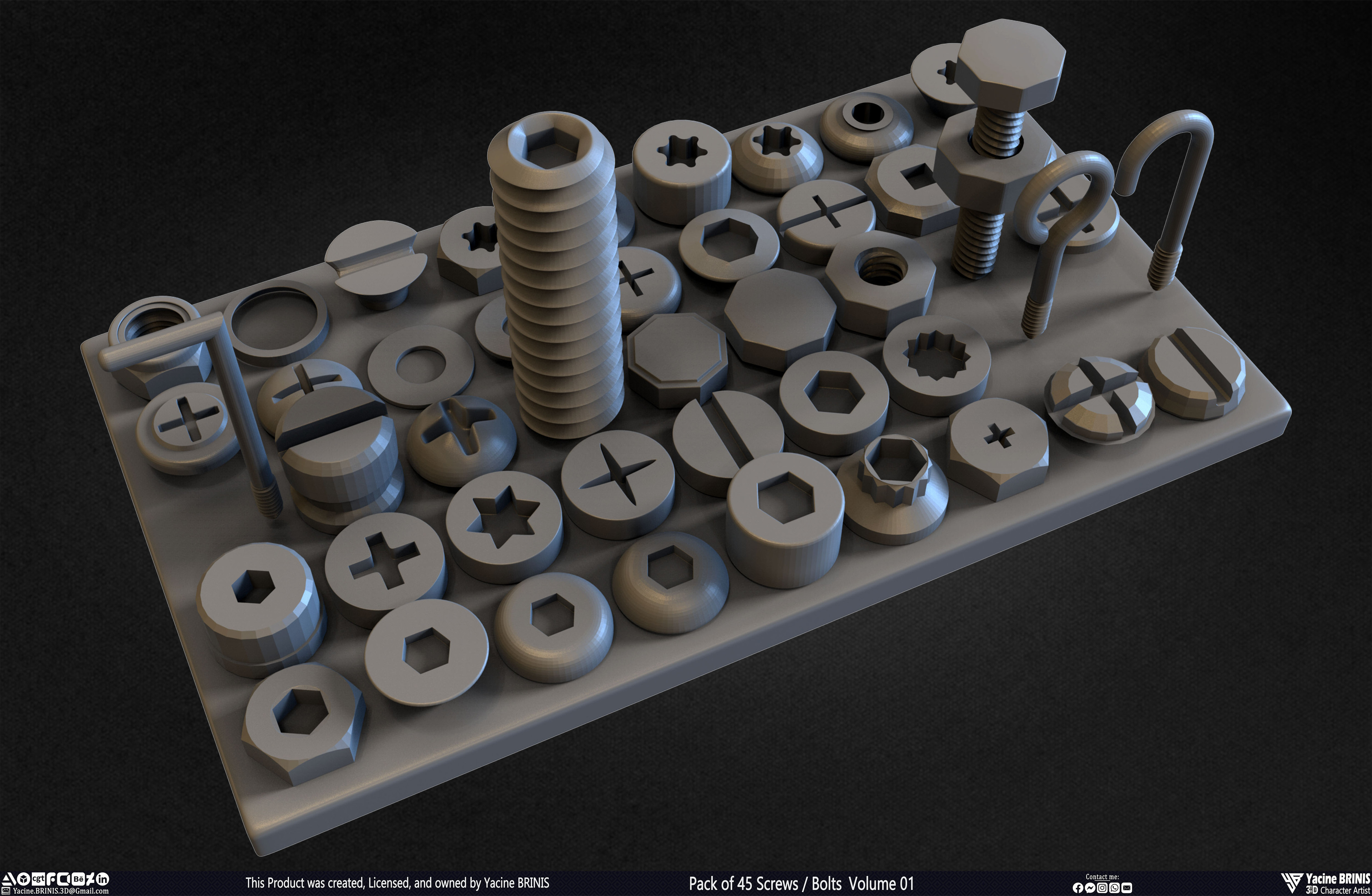 Pack of 45 Screws-Bolts Volume 01 Sculpted By Yacine BRINIS Set 011