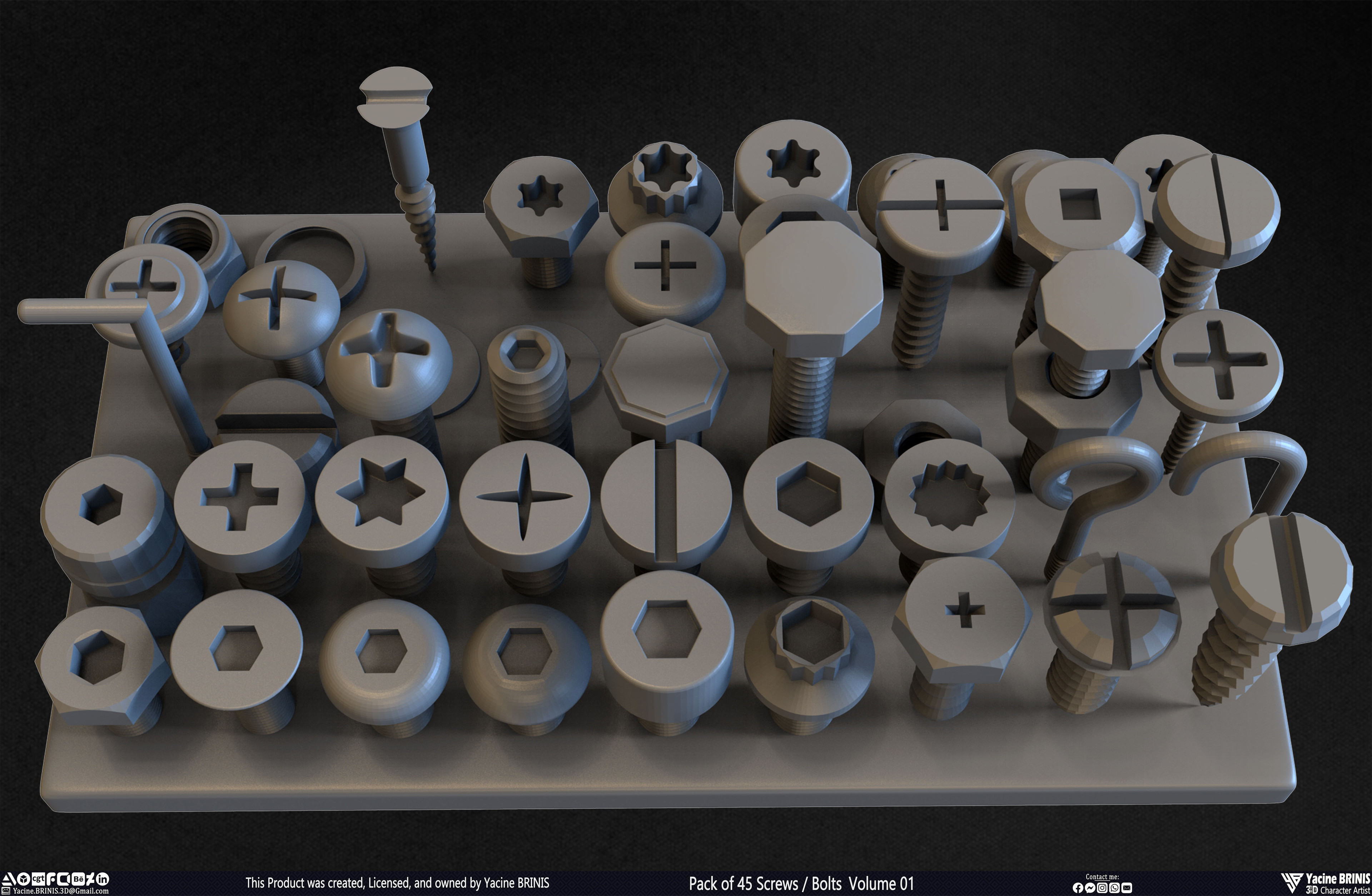 Pack of 45 Screws-Bolts Volume 01 Sculpted By Yacine BRINIS Set 017