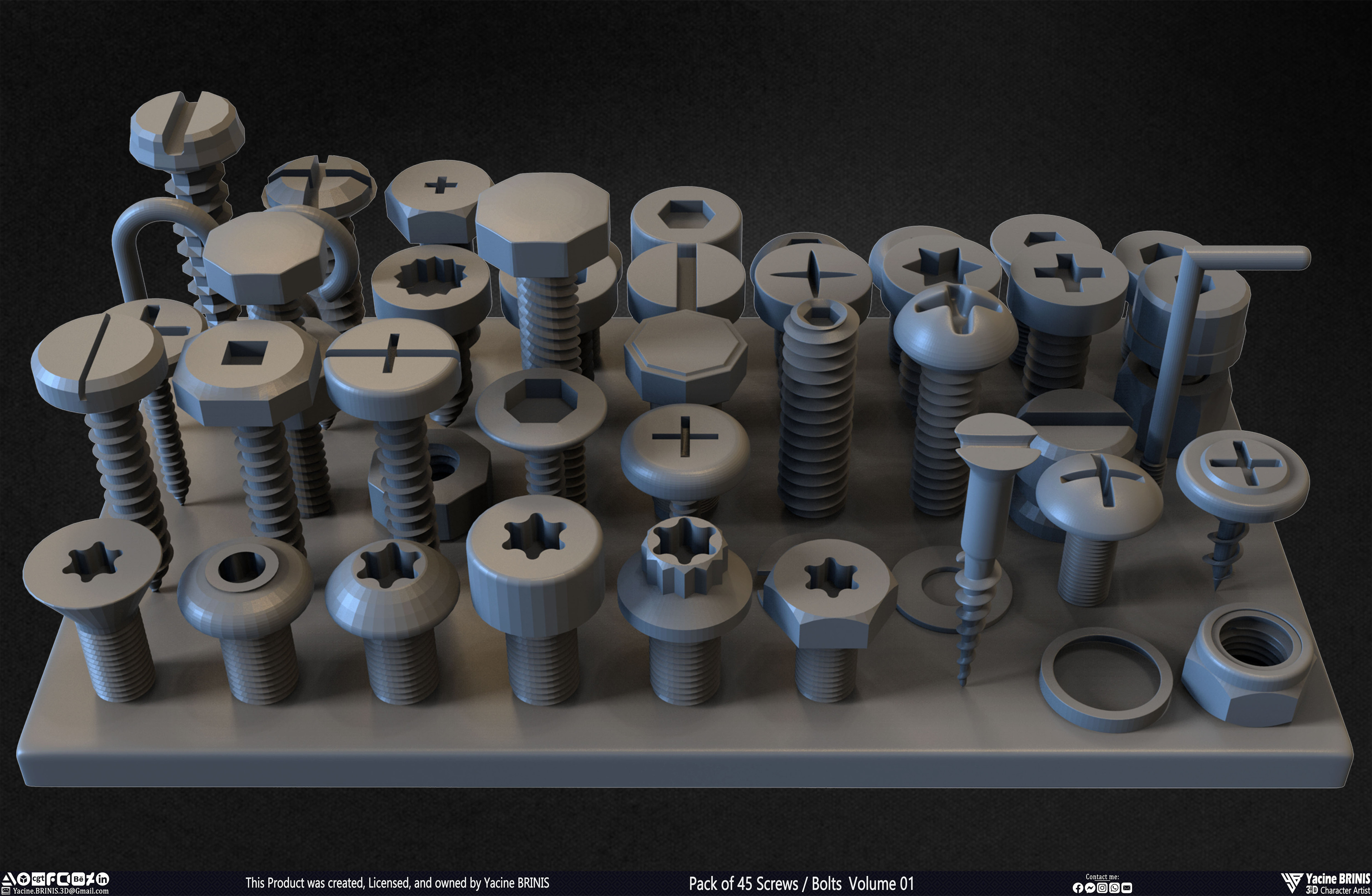 Pack of 45 Screws-Bolts Volume 01 Sculpted By Yacine BRINIS Set 019
