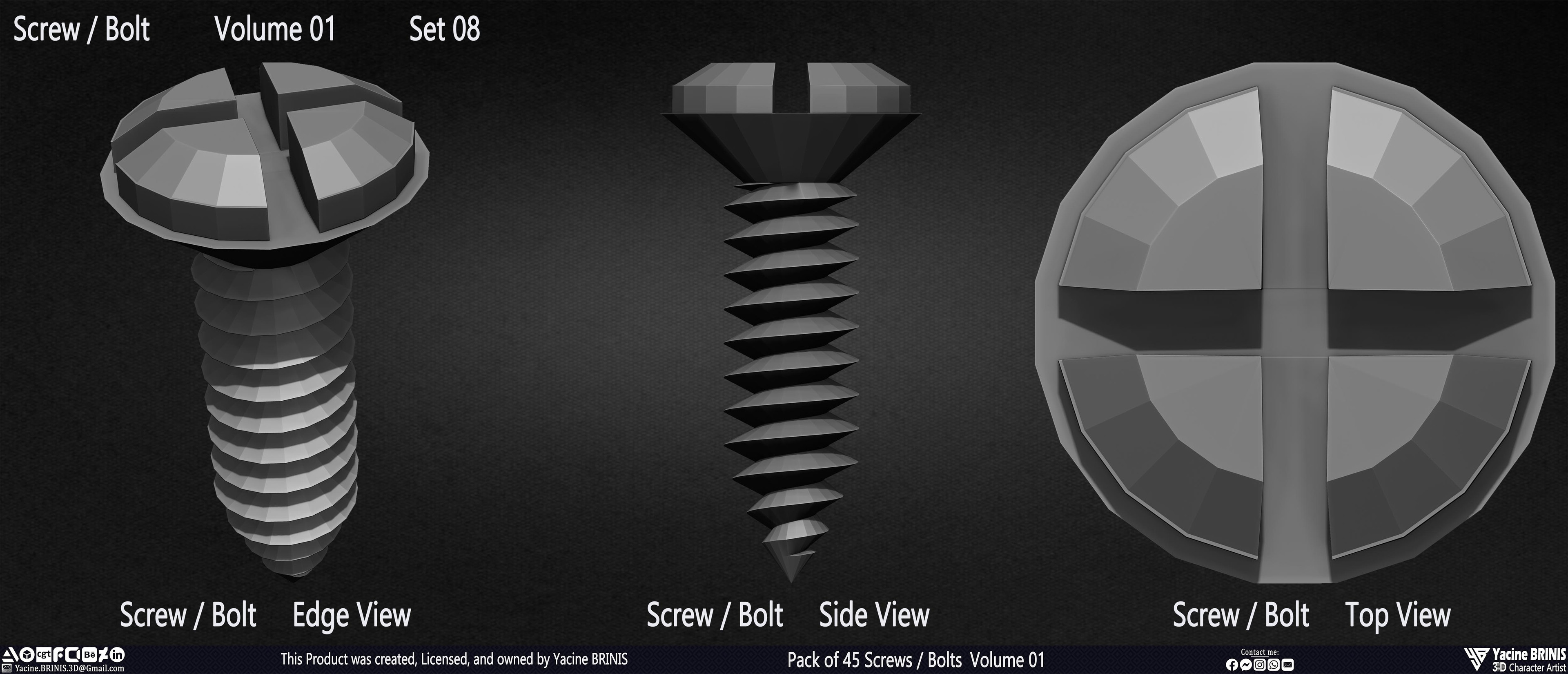 Pack of 45 Screws-Bolts Volume 01 Sculpted By Yacine BRINIS Set 027