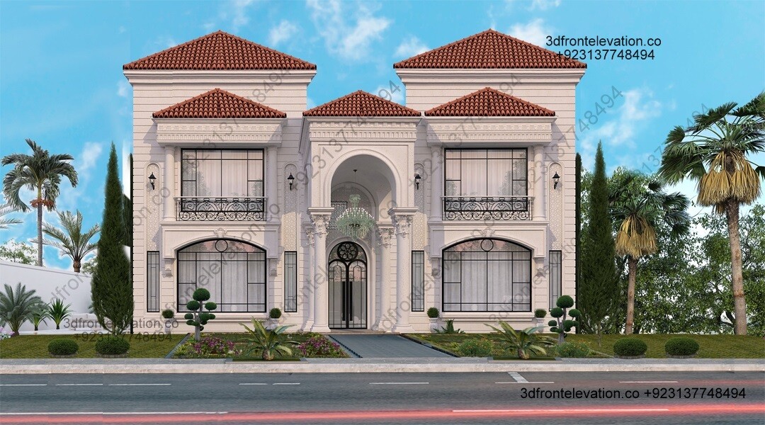 ArtStation Double Storey Kanal Classic Elevation House Design 700 SQM artstation-double-storey-kanal-classic-elevation-house-design-700-sqm