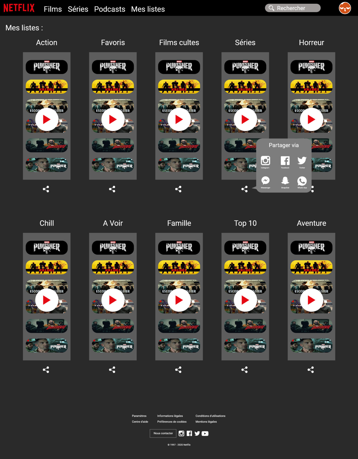 Playlist avec la fonction de partage