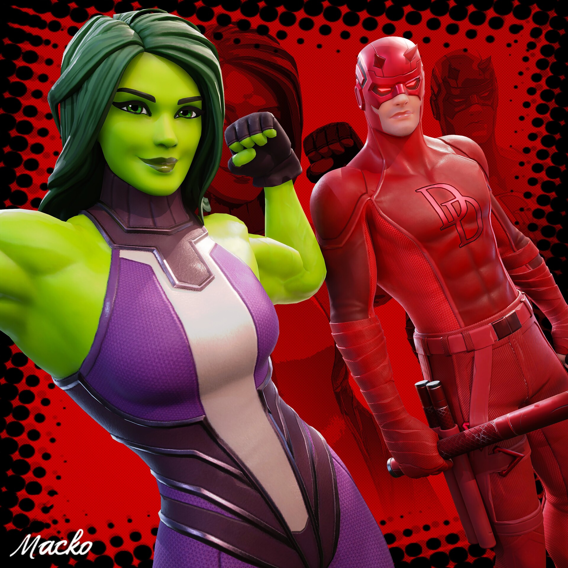 ArtStation Daredevil And SheHulk ️💪 Fortnite Artwork