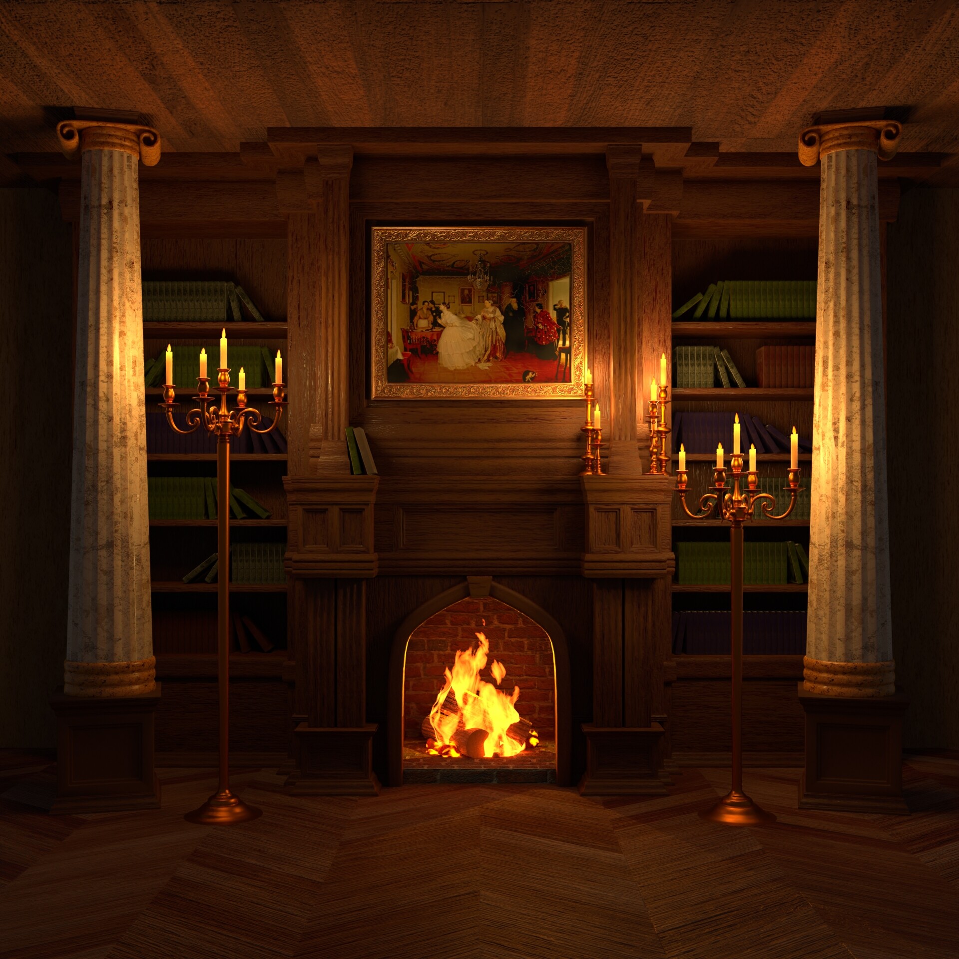 ArtStation - A fireplace of about the 19th century