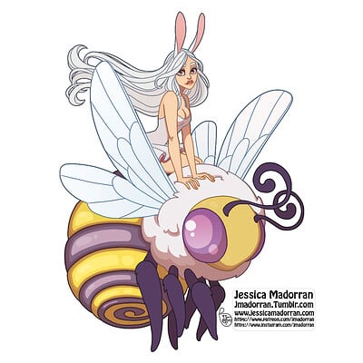Jessica madorran patreon january 2023 twisted beekeeper and the white rabbit sticker design 01 artstation
