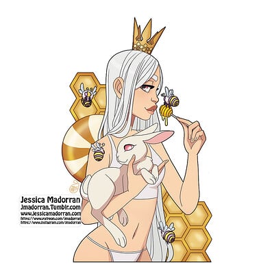 Jessica madorran patreon january 2023 twisted beekeeper and the white rabbit sticker design 02 artstation