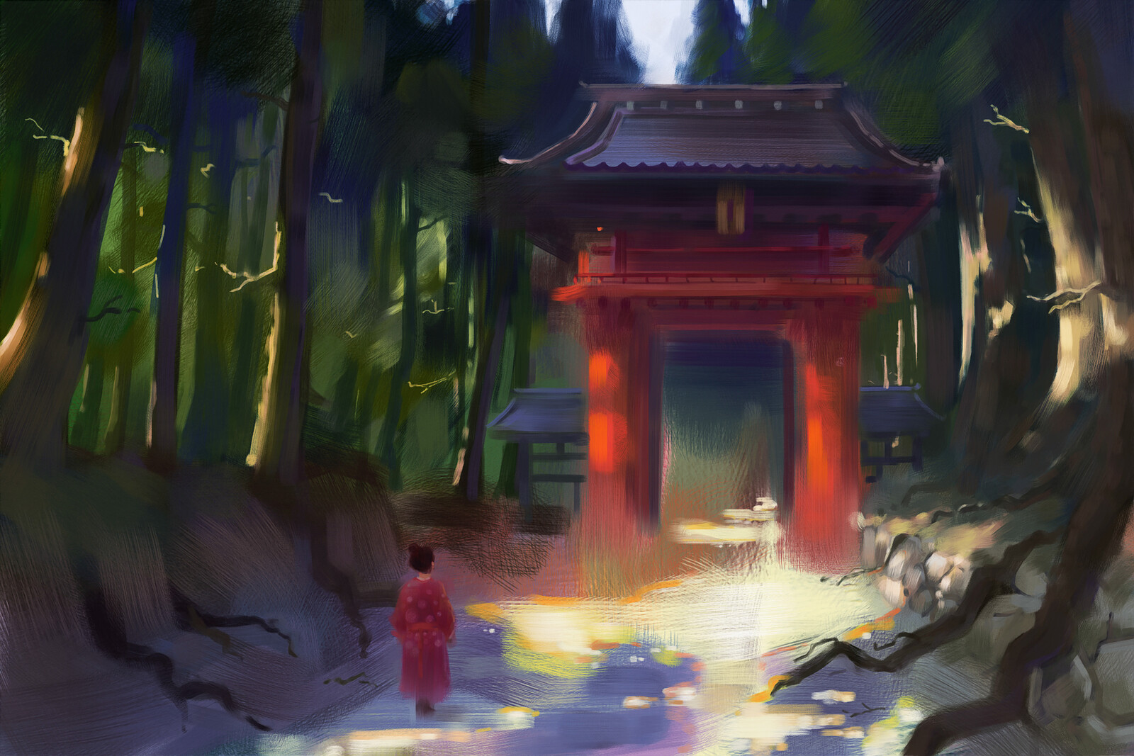 鳥居を守る杉