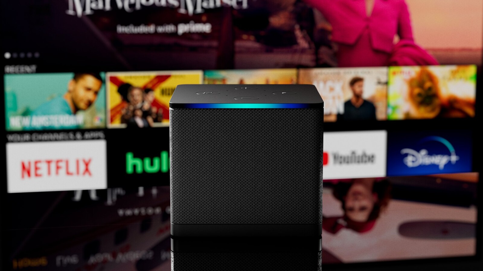 Amazon Fire TV Cube product render that I worked on using Maya. I did the lighting and compositing primarily in Maya and finishing touches and background TV using Photoshop