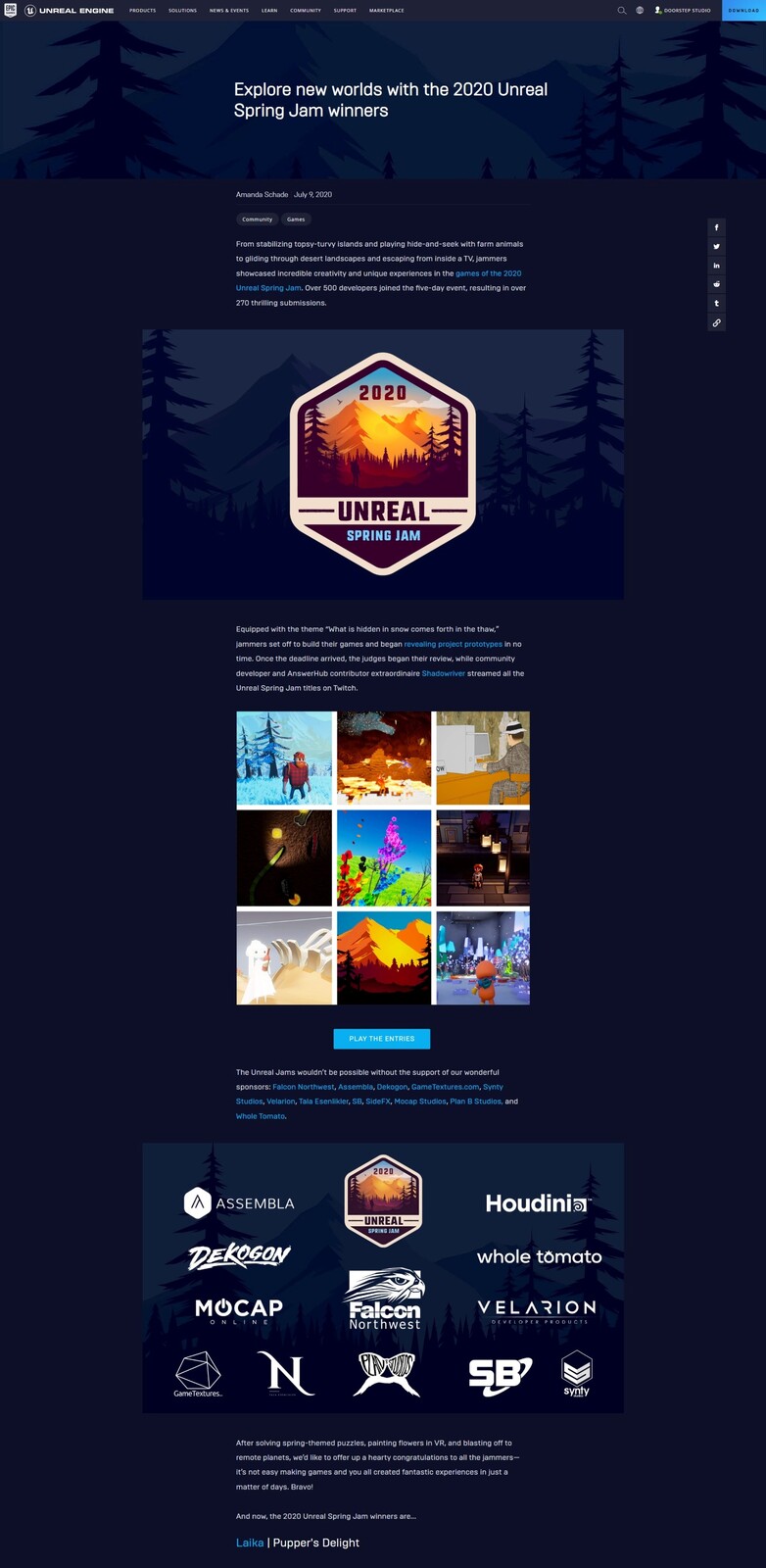 Featured in official Unreal Engine Spring Jam 2020 Website: https://www.unrealengine.com/en-US/blog/explore-new-worlds-with-the-2020-unreal-spring-jam-winners