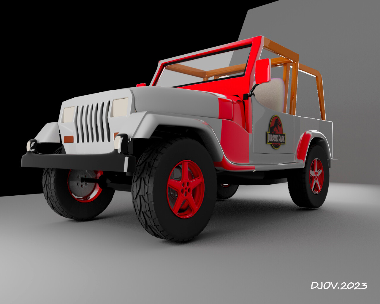 ArtStation - Jurassic Park jeep (Wrangler YJ Sahara de 1992).