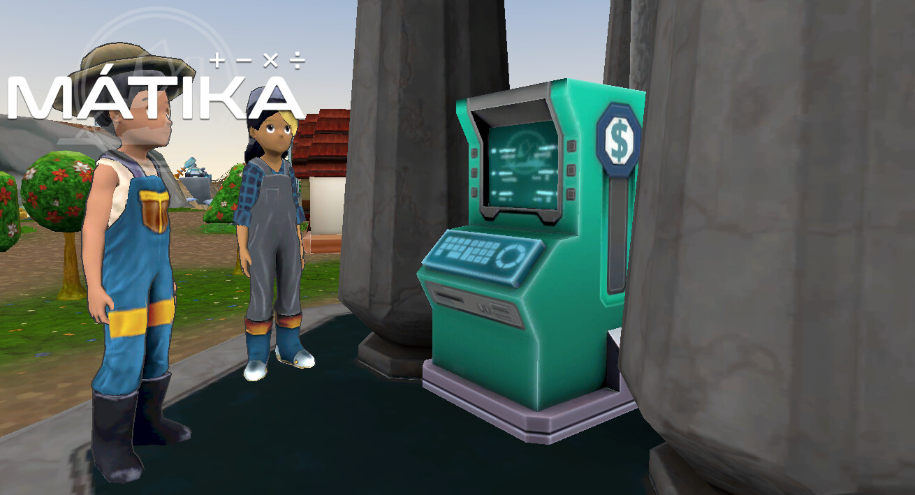 Low poly model of ATM integrated into the game in green color. 