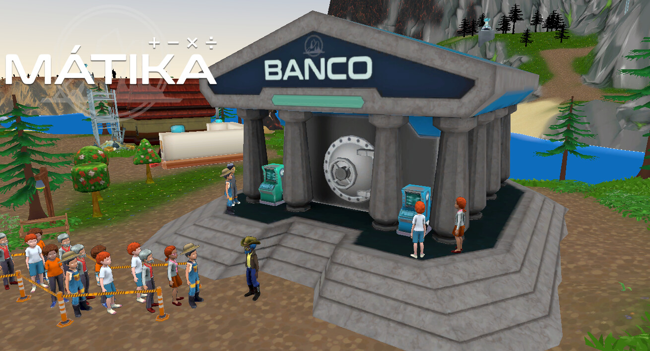 Assets of the bank and ATM into the game, in which the player need to solve financial mathematics and percentage problems to help the residents of matika island.