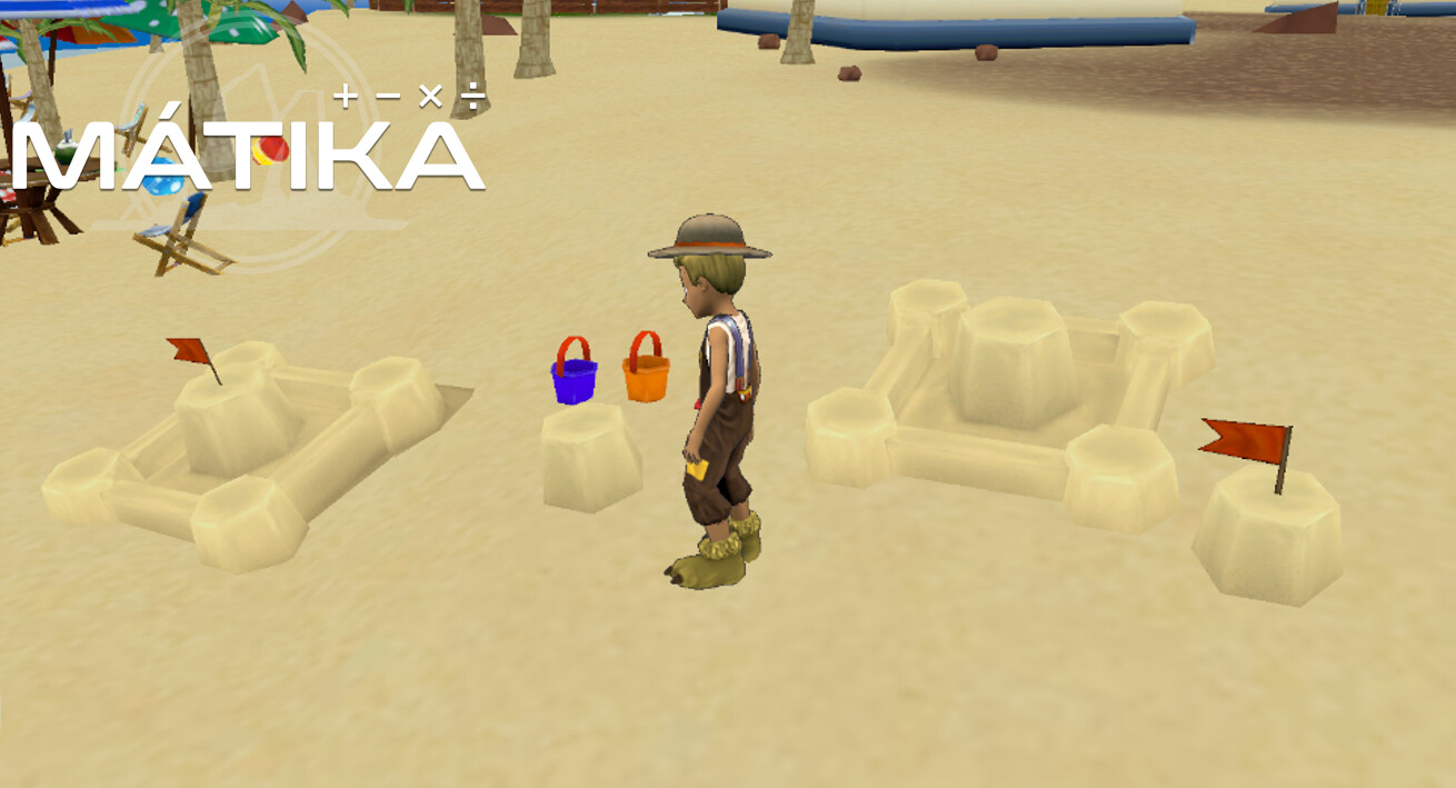 Simple props  of sand castle with bucket and shovel, integrated on the game. 