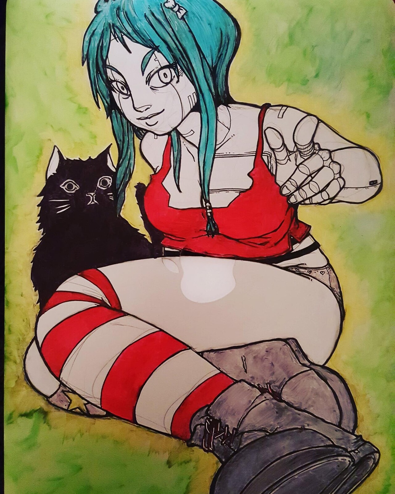 Cat friend - painted on computer