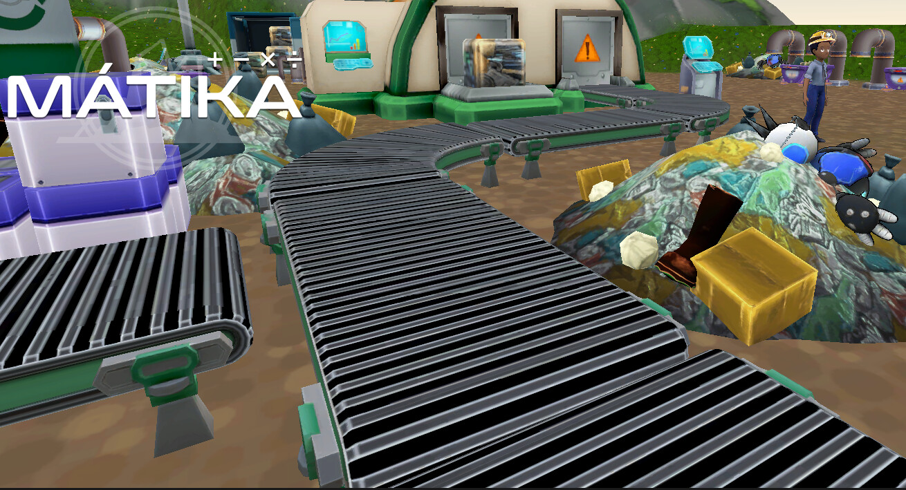 Track fill and trash pile props in the mini-game in which the player has to solve math problems of direct and inverse proportion to recycle trash and clean the matika island.
