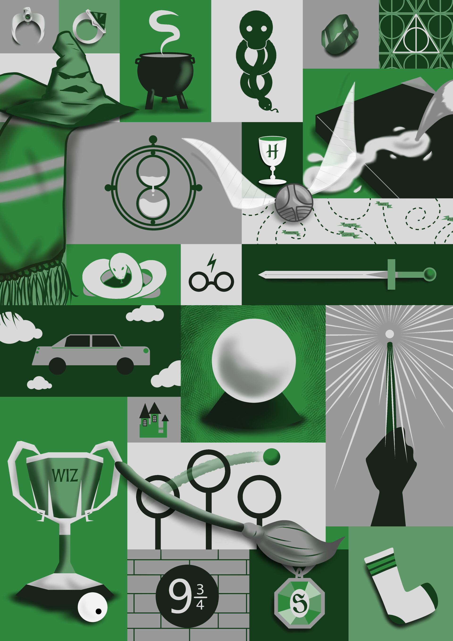 ArtStation - Harry Potter Infographic, image size:1920x2715