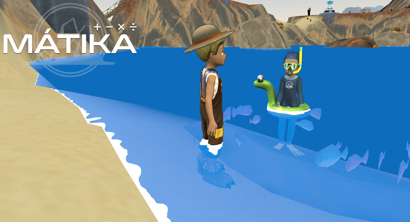 NPC Scuba diver that the player need solve math problems to clean the water and bring back fishes.