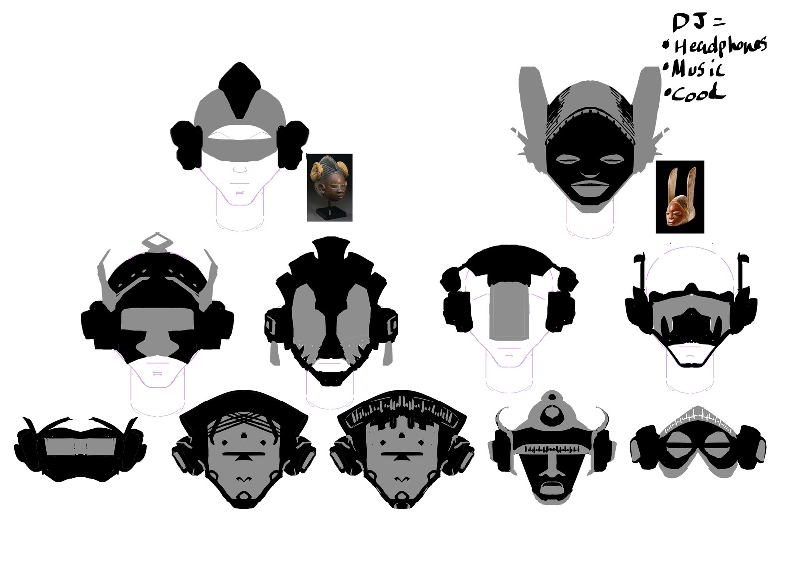 African Mask Inspired Silhouettes