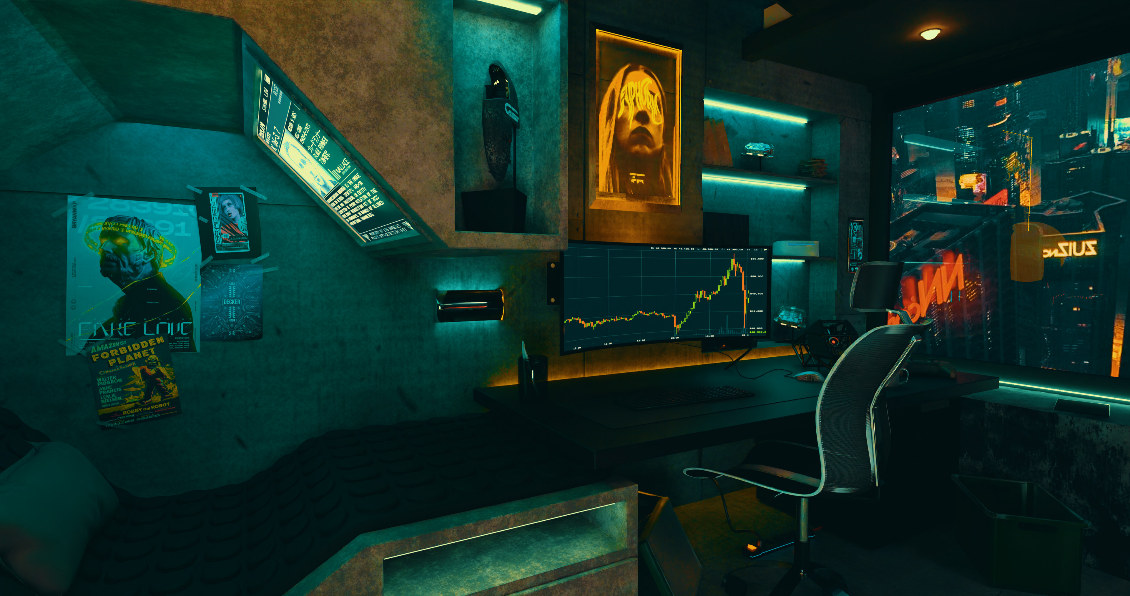 Cyberpunk Apartment Interior Design for Small Spaces