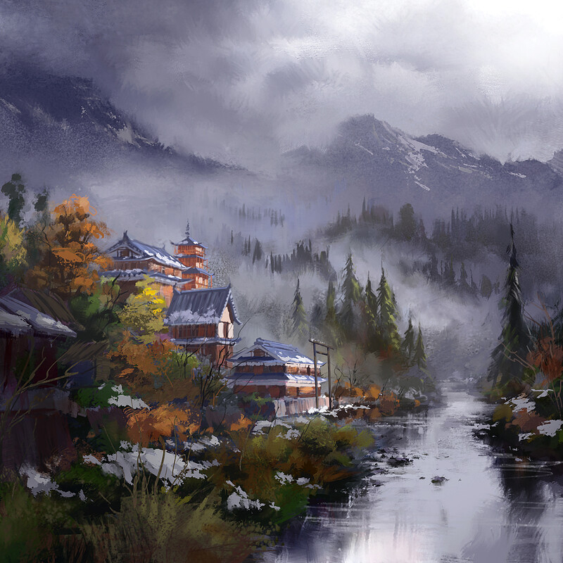 Misty Japanese Landscape