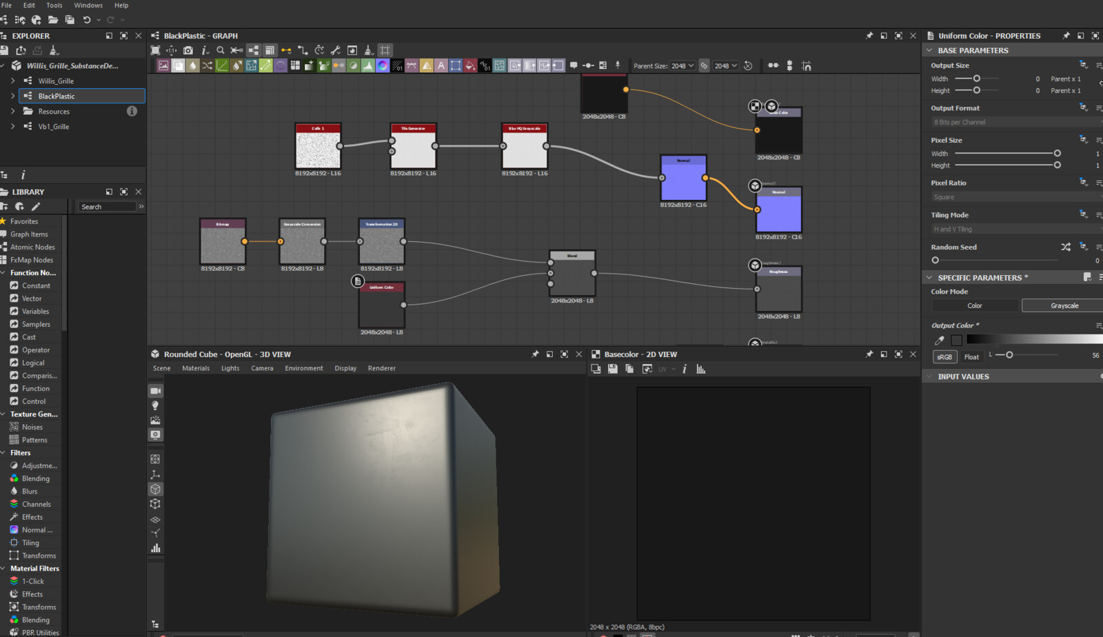 Basic Plastic Procedural Shader used as a master for all plastic in the renders